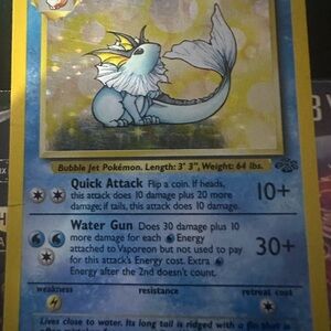 Pokemon Vaporeon Card jungle pull pristine condition vintage 1999